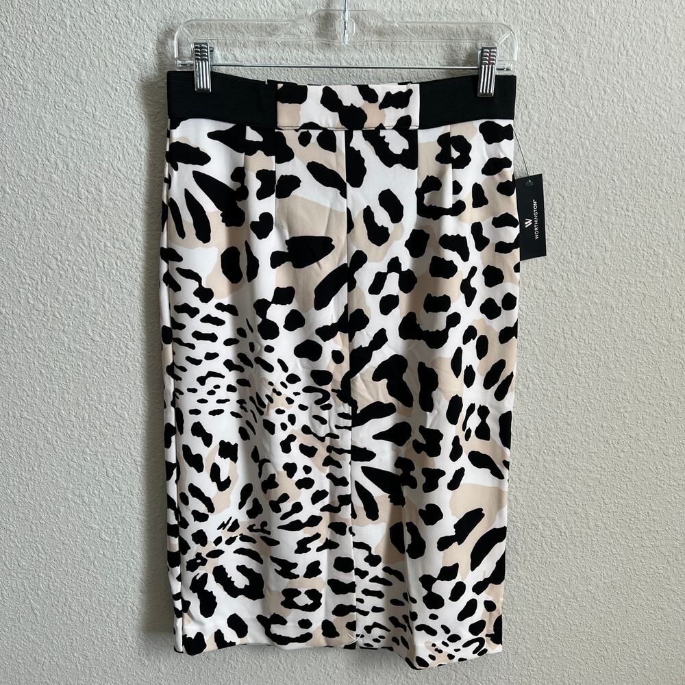 Worthington Leopard Animal Print Pencil Skirt Women's 8 Stretch High Rise NEW
